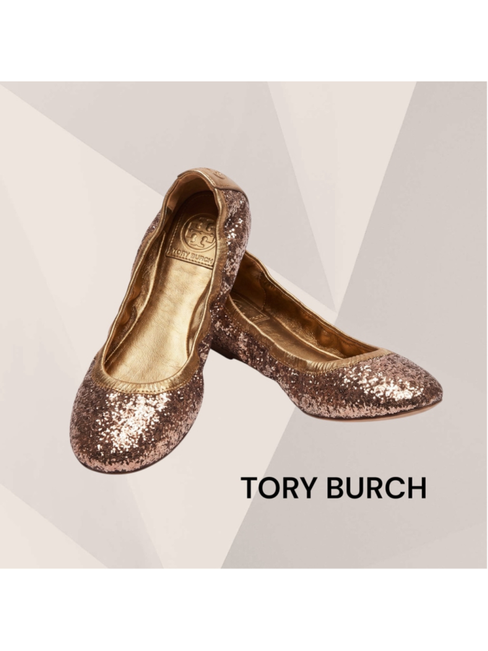 Tory Burch Glitter Ballet Flats BRONZE EDDIE NIB Size 6 - Picture 1 of 8